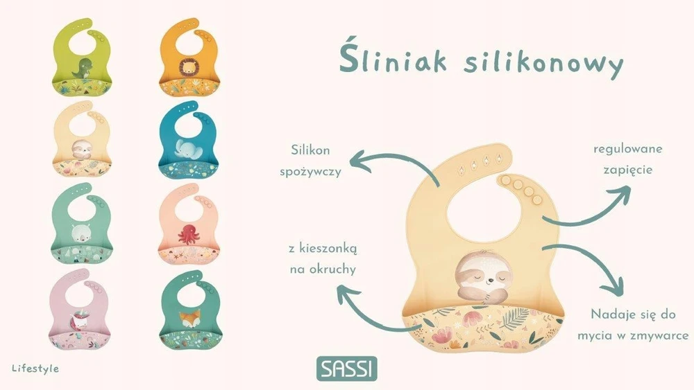 Sassi Junior - Silikoninis prijuostė Chewy dramblė.