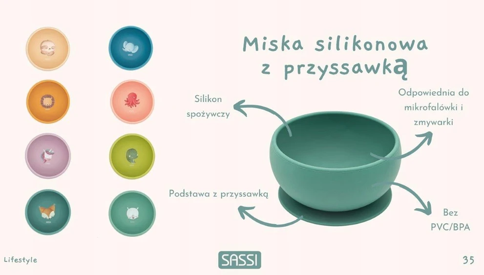 SASSI Silikono dubuo su siurbtuku Kairėje
