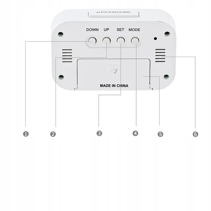 SATIS ZEGAR Z BUDZKIEM TERMOMETREM ELEKTRONICZNY CZYTELNY BUDZIK Baltas EB542W