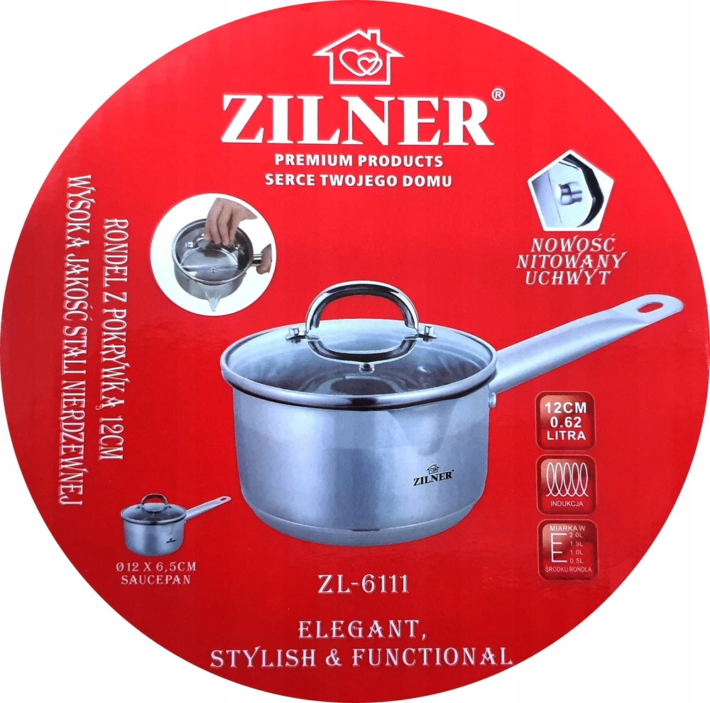 SAUGA NERŪDIJANČIO PLIENO 12CM ZILNER DUJŲ INDUKCIJA