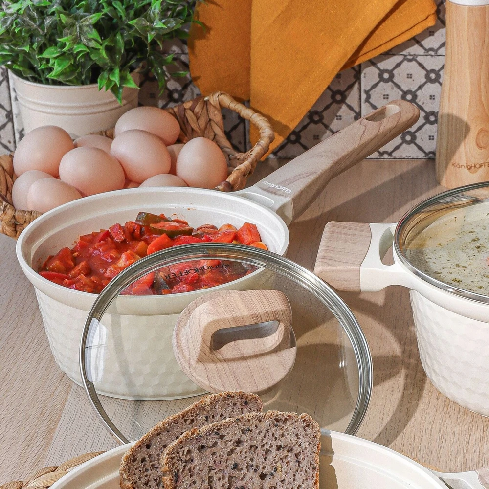 SAUGOS INDUKCIJA Keraminis mažas kreminis puodas Konighoffer Rosti 18cm 1,7
