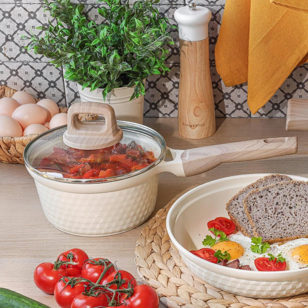 SAUGOS INDUKCIJA Keraminis mažas kreminis puodas Konighoffer Rosti 18cm 1,7