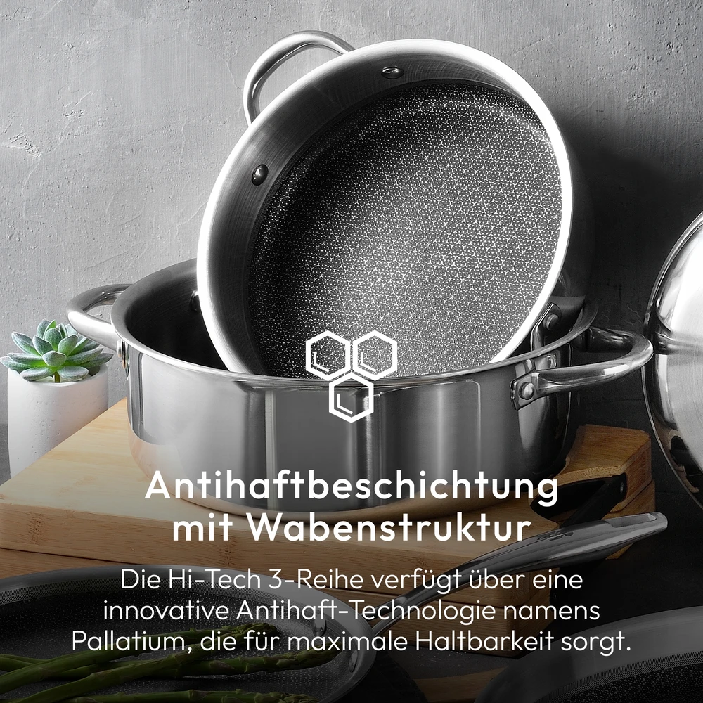 SAUGOS RONDEL 28 cm 6,8 l Hi Tech 3 nepridegančios kietos indukcinės Bergnerio dujos