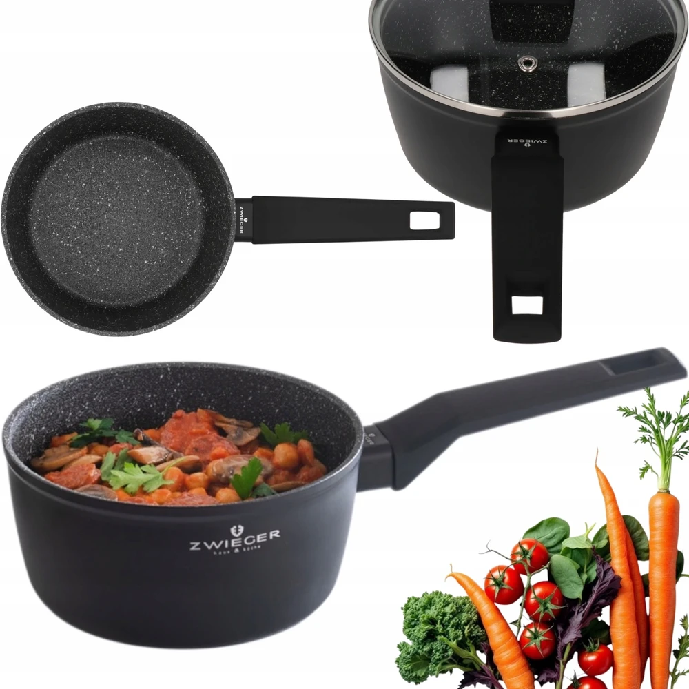 SAUGUS PADAŽAS ZWIEGER FORTE 1,5 L SU dangteliu 16 cm Juodas INDUKCINIS ALUMINIUMAS