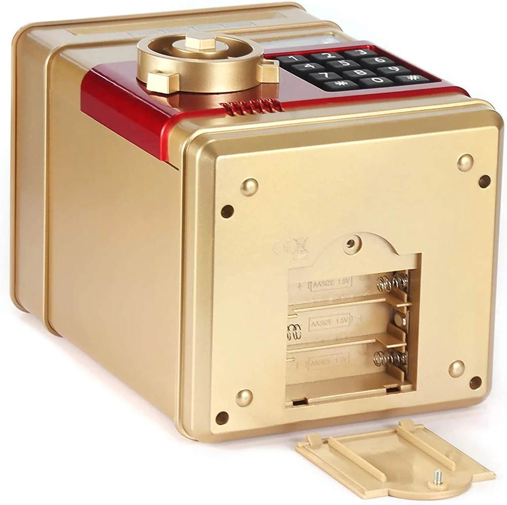 SAUGUS PIGGY BANKAS MONETATŲ BANKNOTAI Indėlių automatas + PIN kodas (Auksas)