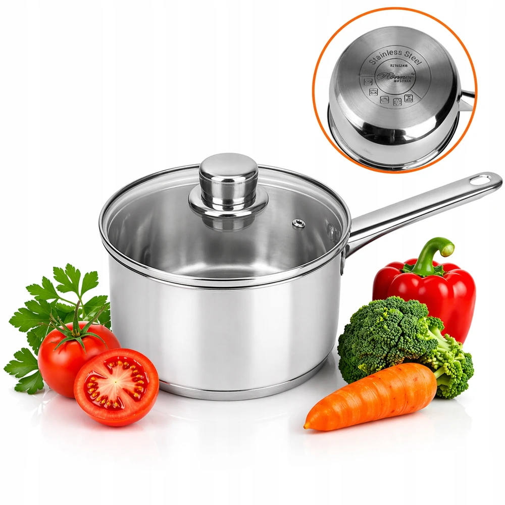 SAUGUS PLIENINIS PUODAS su dangteliu 16cm 1,8L DUJŲ INDUKCINIS ROSSNER AUSTRIJA
