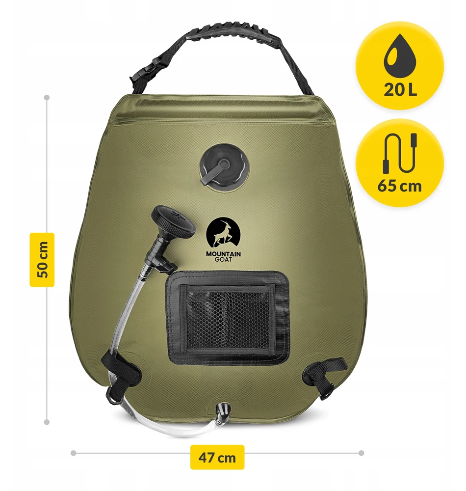 Saulės turistinis dušas 20L su termometru Mountain Goat Camping Camp