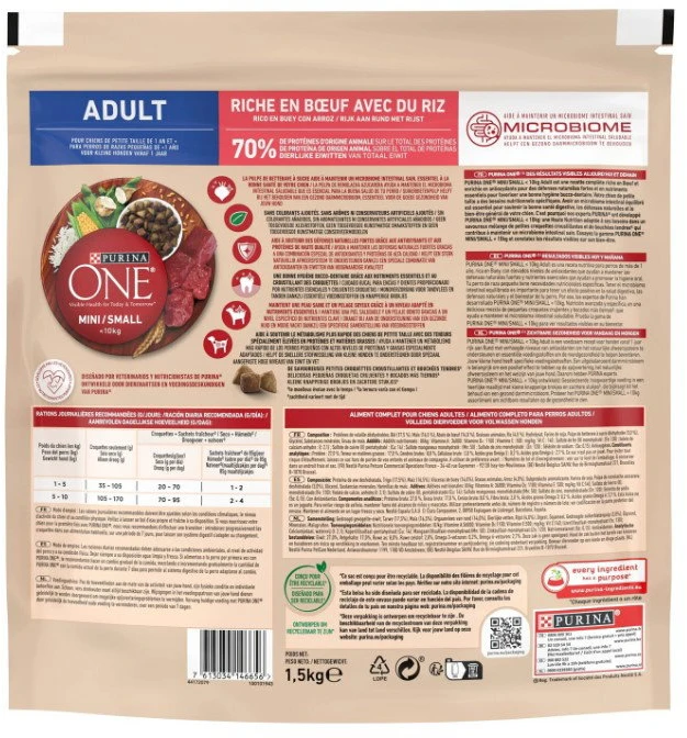 Purina Nestle ONE MINI Dog Adult jautiena & ryžiai 1,5kg
