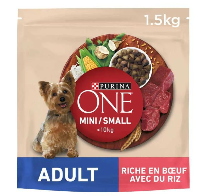 Purina Nestle ONE MINI Dog Adult jautiena & ryžiai 1,5kg