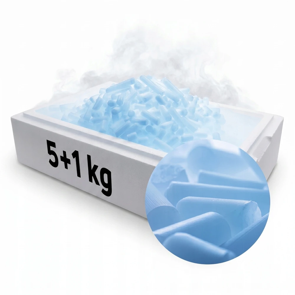 Sausas ledas gėrimų rūkymui pervežant maistą 5+1 KG STYROBOX