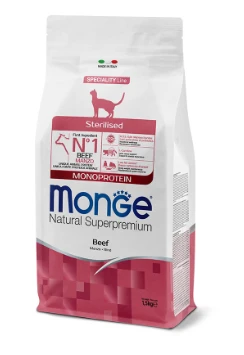 Monge Sterilised sausas maistas katėms su jautiena, 1.5kg