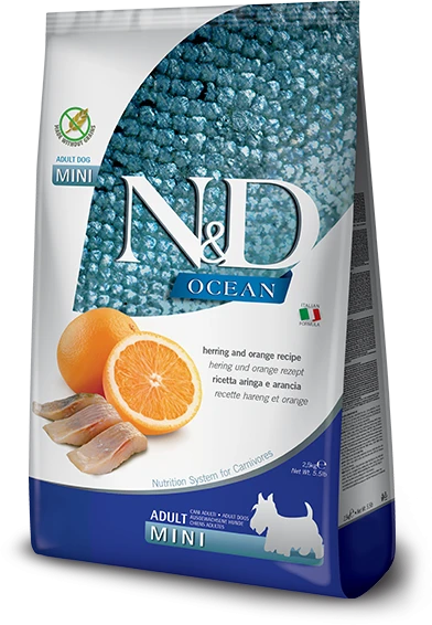 FARMINA N&D OCEAN - DOG Dry Herring&Oranžinis ADULT MINI 2,5kg