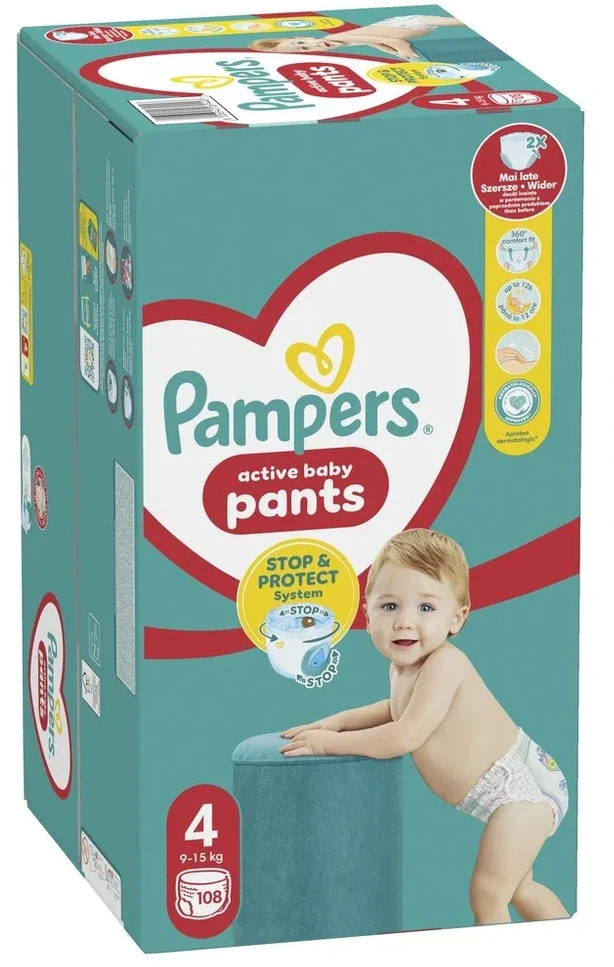 Sauskelnės - kelnaitės Pampers Pants 4 Dydis, 9-15kg, 108 vnt.