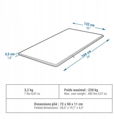 Savaime prisipučiantis kempingo kilimėlis Quechua Comfort 132 cm 2 asmenims