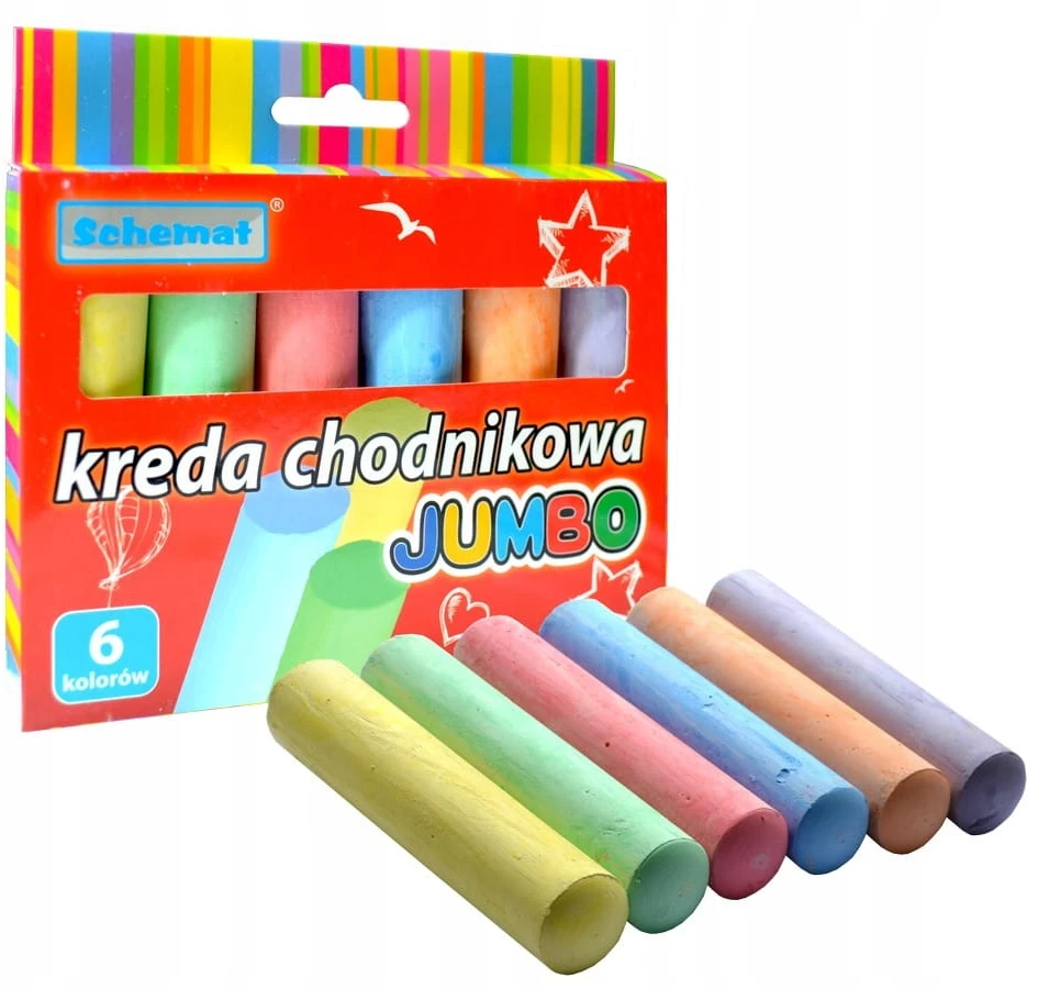 Schemat JUMBO ROAD CHALK OP. 6 vnt., be dulkių, didelis