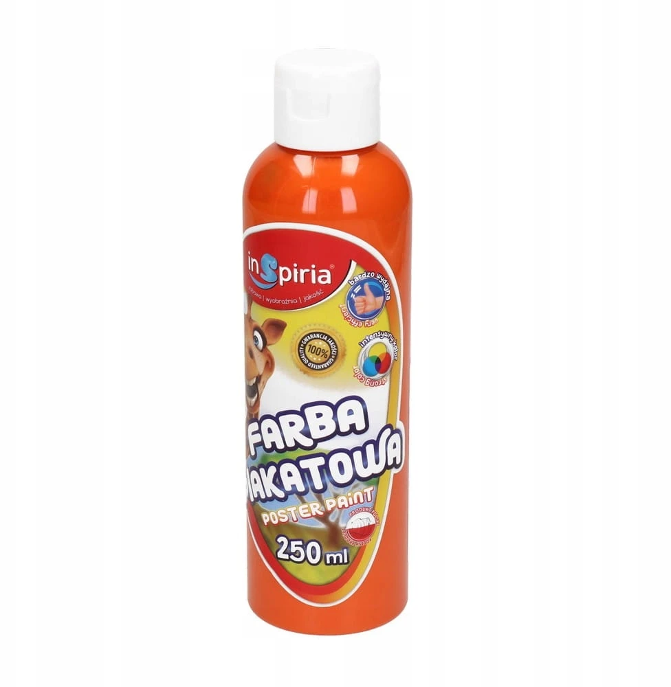 Schemat Plakatų dažai Inspiria 250 ml, oranžiniai, dengiantys, mokykliniai