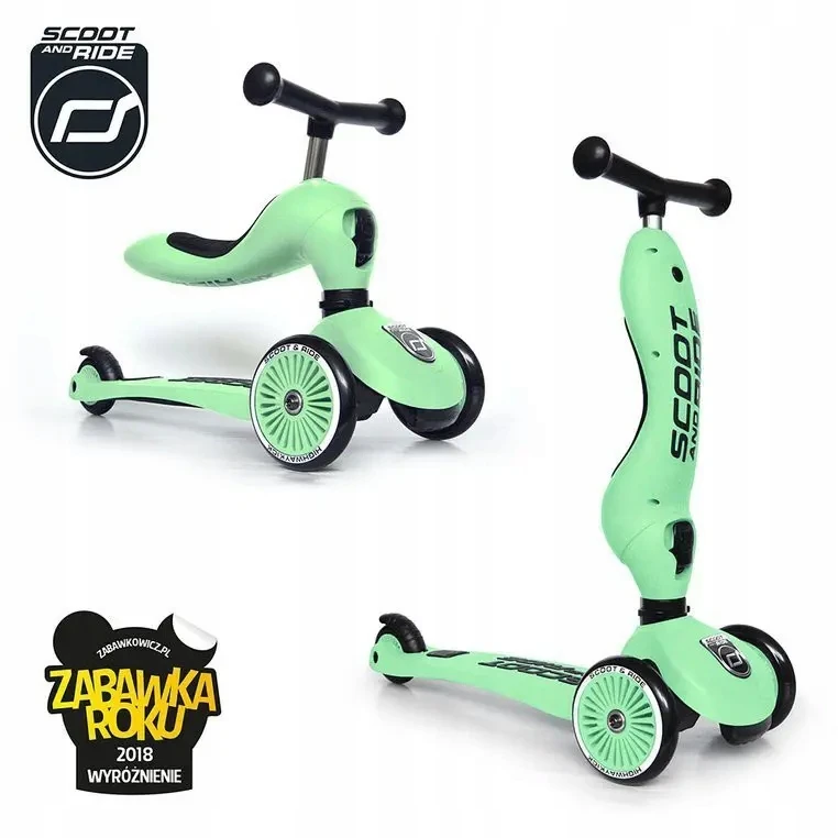 Scoot and Ride Paspirtukas - triratukas Scoot & Ride 2in1, žalias