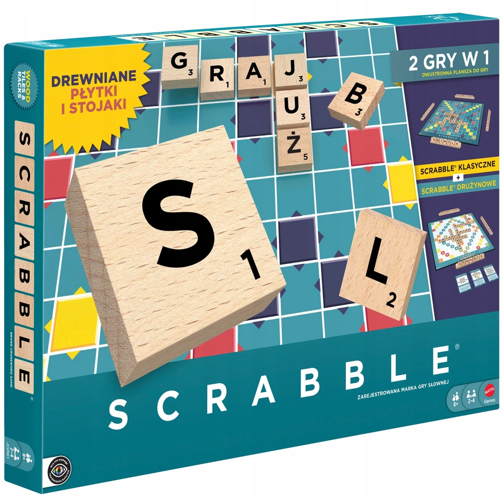 Mattel Šeimos žaidimas Scrabble Wooden elements 2in1 Classic ir komandinis JGR65