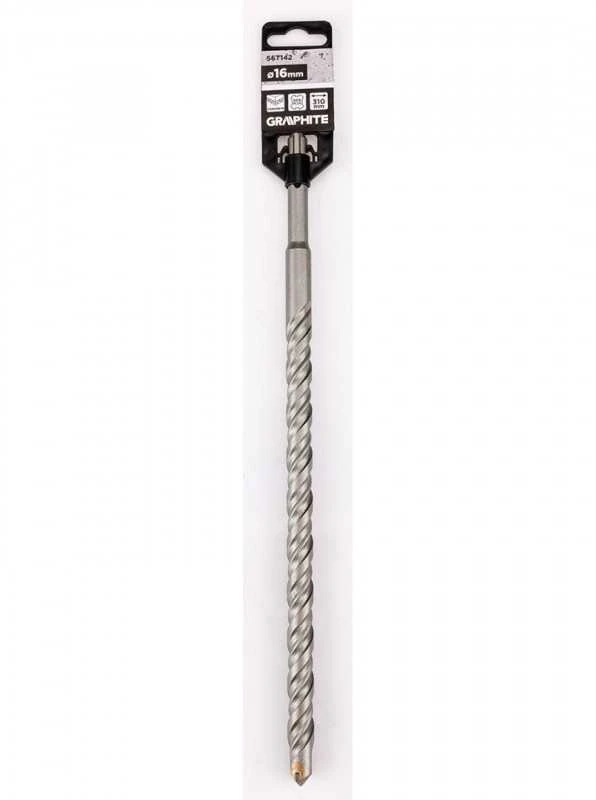 Graphite SDS plius betoninis grąžtas su dviguba spiralė 16 x 310 mm
