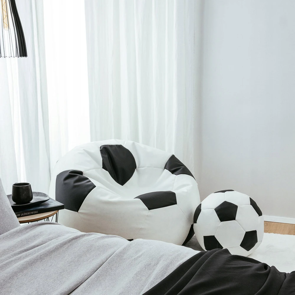 Sėdmaišis su pufu Ball XXXXL (100 cm), Baltas/Juodas