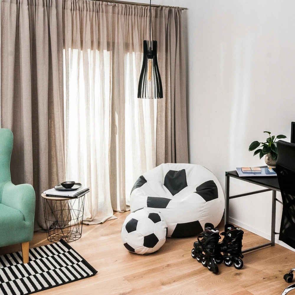 Sėdmaišis su pufu Ball XXXXL (100 cm), Baltas/Juodas