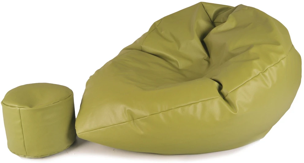 Sėdmaišis su pufu Mega Comfort XXL, dirbtinė oda, alyvuogių spalvos