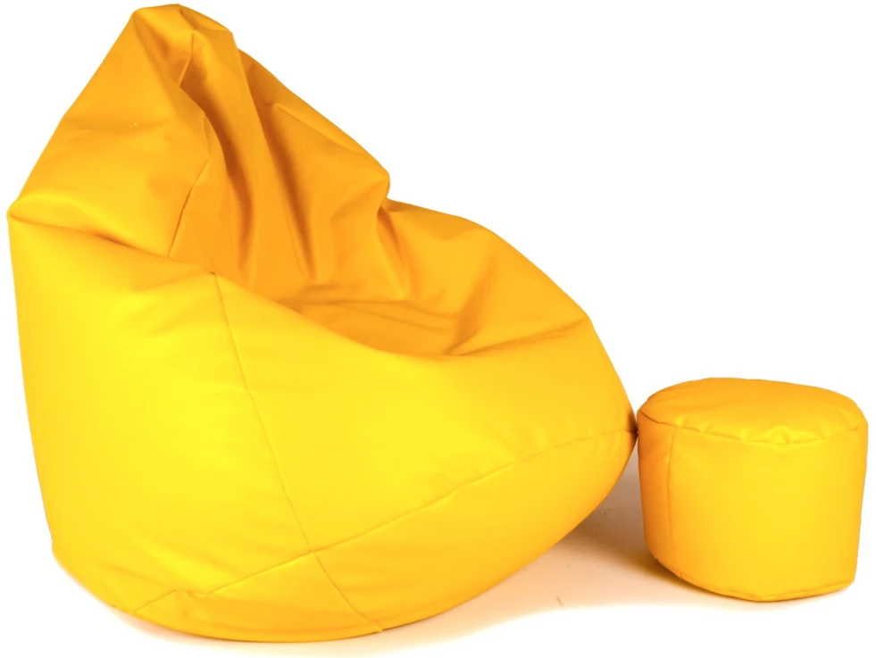Sėdmaišis su pufu Mega Comfort XXL, dirbtinė oda, geltonas