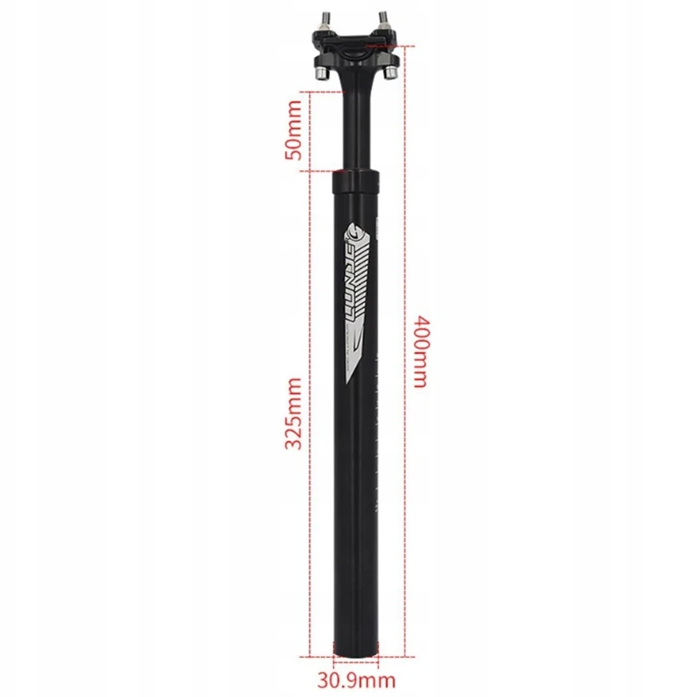 Sėdynės stulpas, aliuminis, juodas 30.9mm/400mm
