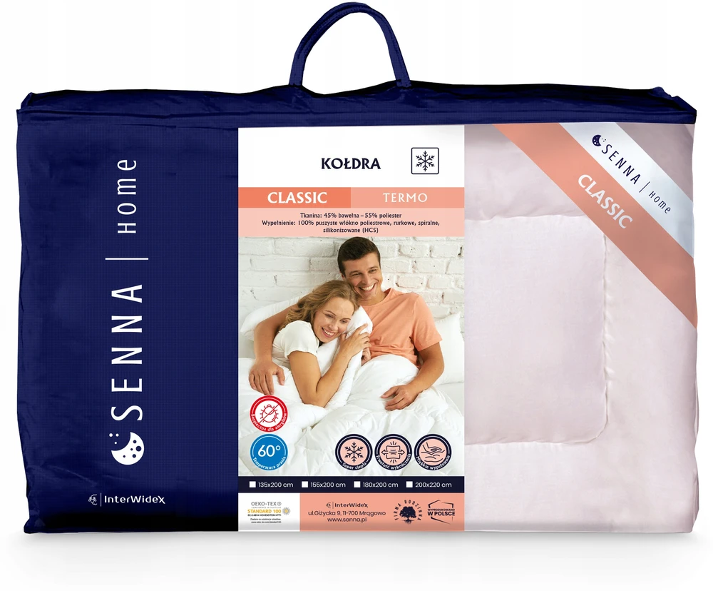 Senna Home Inter Widex Kołdra Całoroczna Termo rožinė Ciepła Zdrowy Sen 180x200