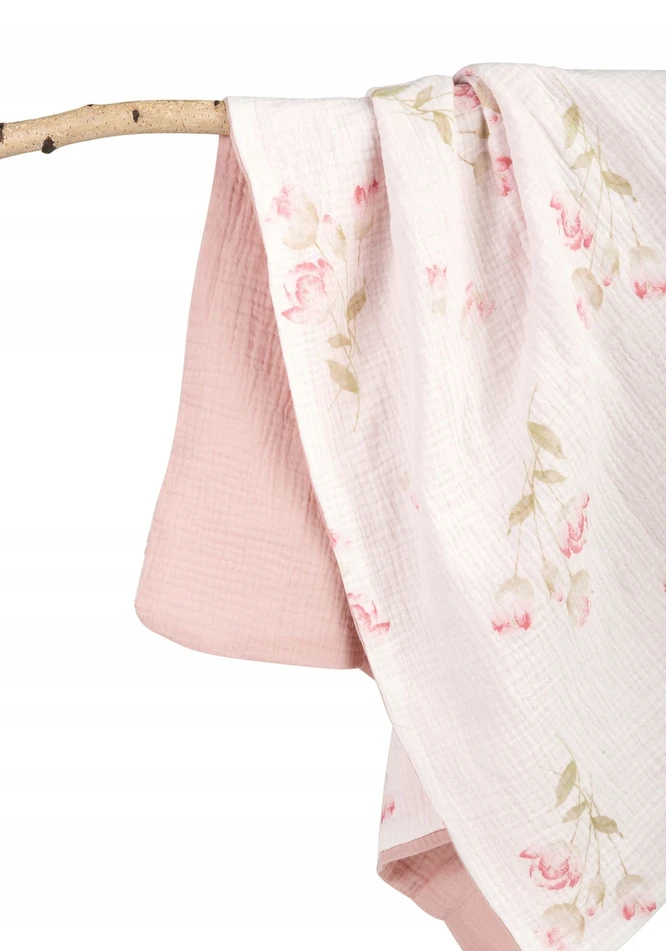 Rankšluostis Sensillo BLANKET CRUSHED MUSLIN 75x100 FLOWERS Rožinis
