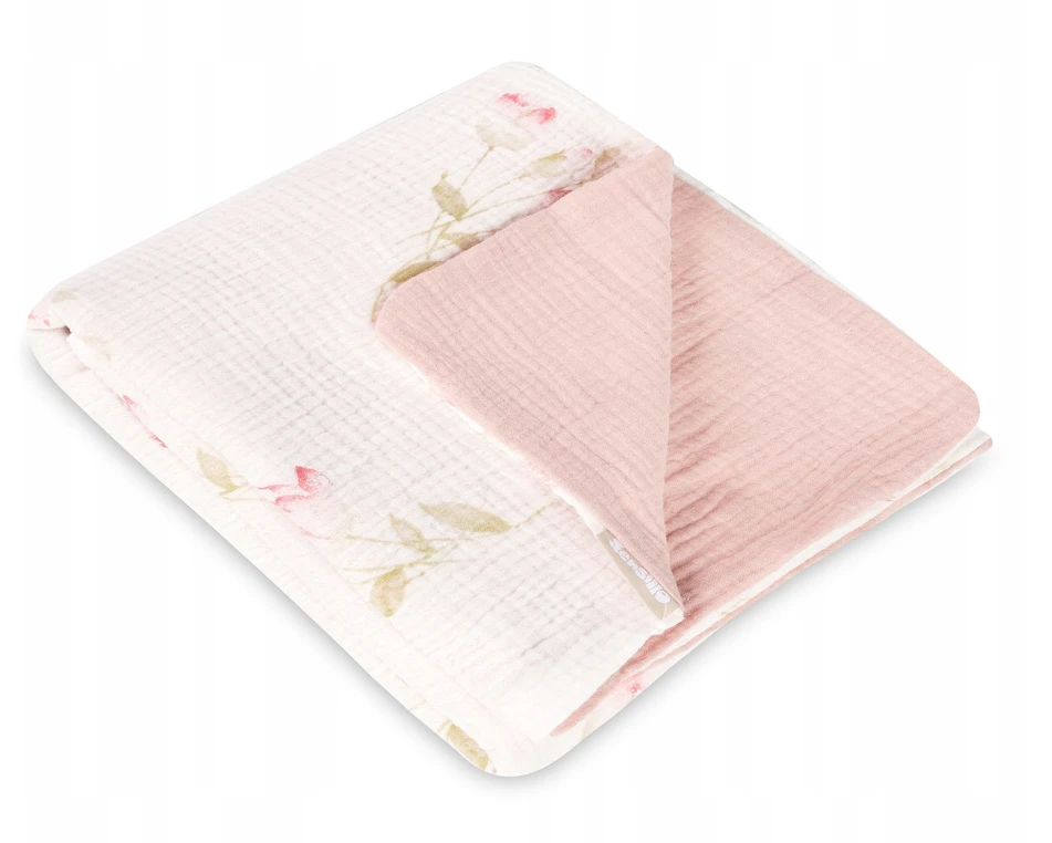 Rankšluostis Sensillo BLANKET CRUSHED MUSLIN 75x100 FLOWERS Rožinis