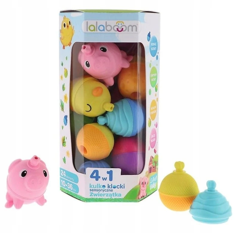 Dėlionė Sensoriniai gyvūnai Trefl Lalaboom Montessori 4-in-1, 24 vnt.