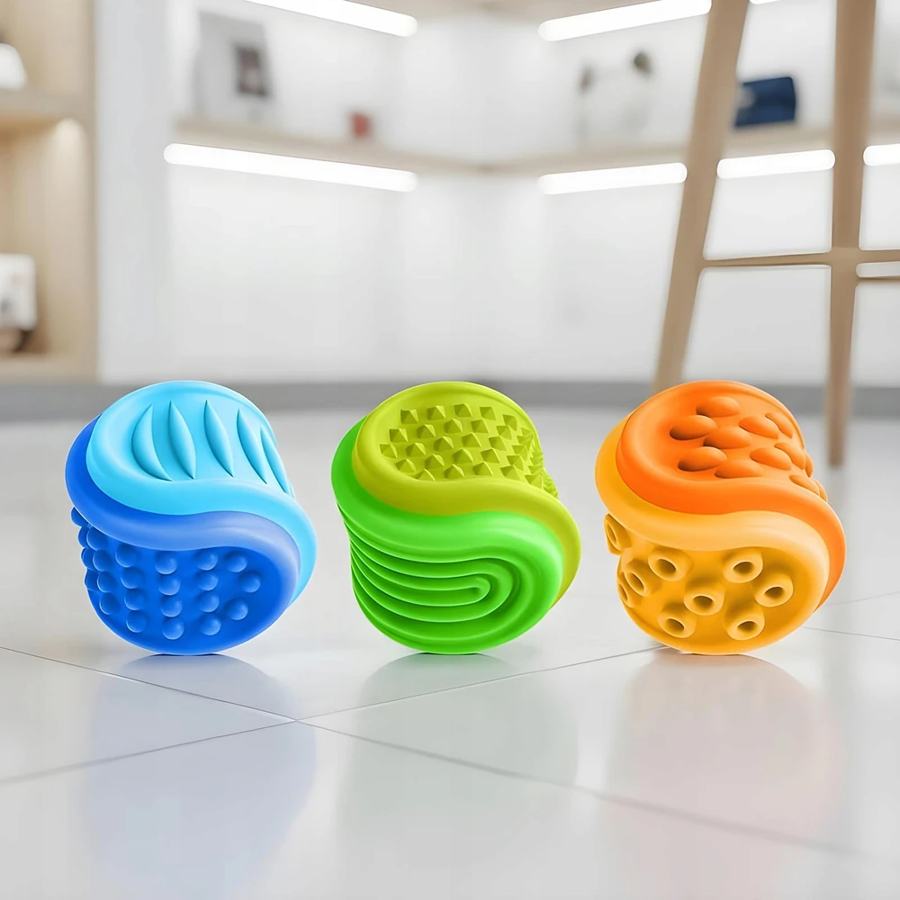 Sensoriniai rotaciniai squishy 2in1 Antistresiniai kamuoliukai Rinkinyje 3 vnt