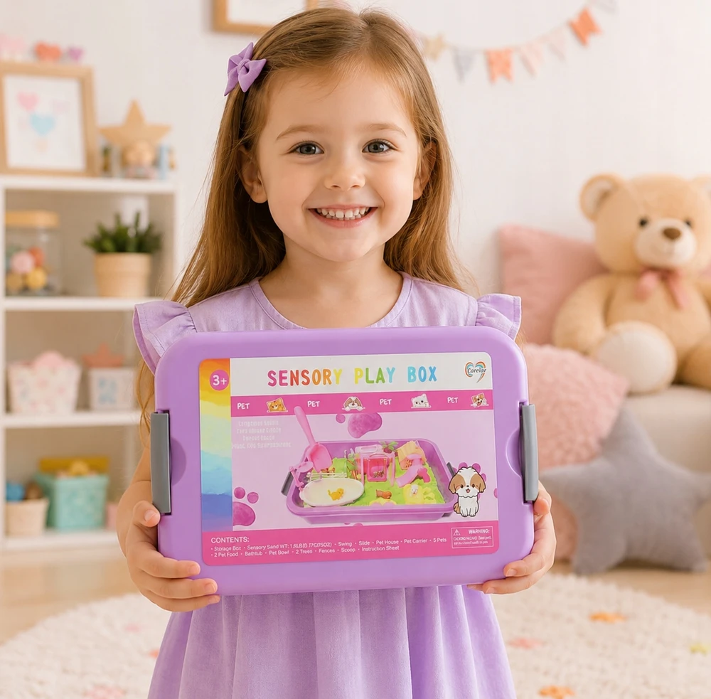 Sensorinis rinkinys Mokomasis kinetinis smėlis Montessori gyvūnai vaikams