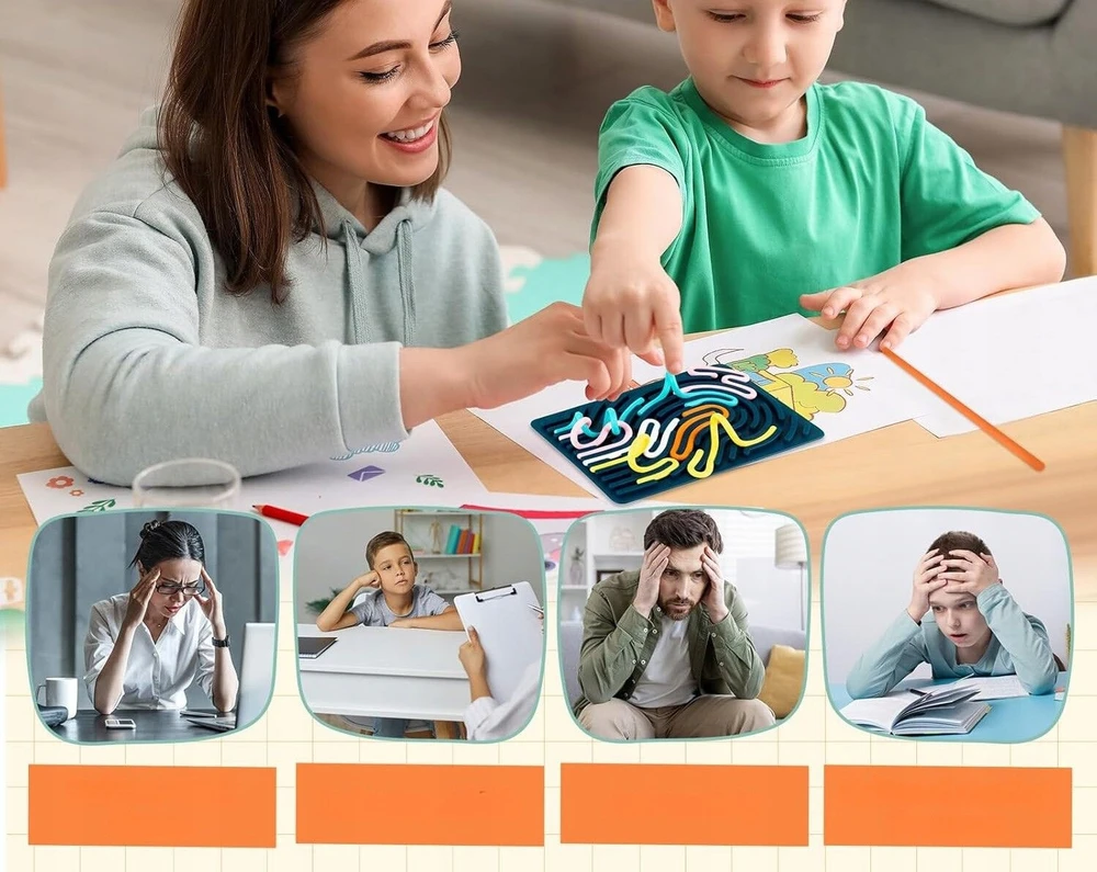 Sensorinis žaislas, silikoninė antistresinė lenta, dvipusė, autizmo ADHD
