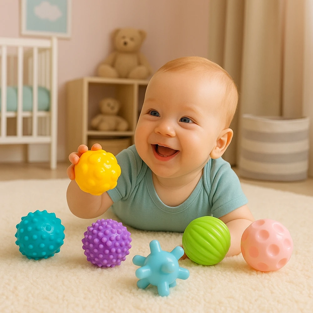 SENSORY RUTULIAI KŪDIKIAMS Smily Play Soft Teethers 6 vnt