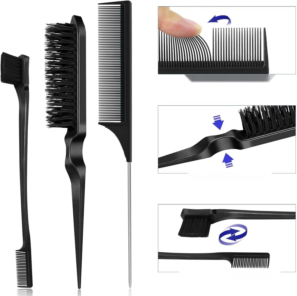 ŠEPEČIŲ RINKINYS IŠ 3 PLAUKŲ ŠEPEČIŲ ŠUKOS SHARP DOUBLE uodega