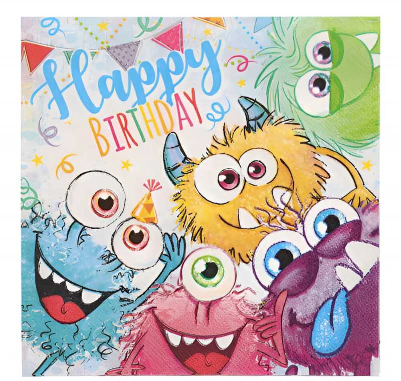 Papstar Servetėlės Funny Monsters 33x33cm 3-sluoksnių 20vnt