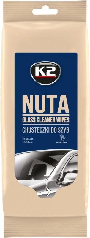 Melle K2 STIKLO, VEIDRODŽIŲ IR LCD EKRANŲ VALYMO SERVETĖLĖS FARAWAY ISLAND NUTA GLASS WIPES 24vnt.