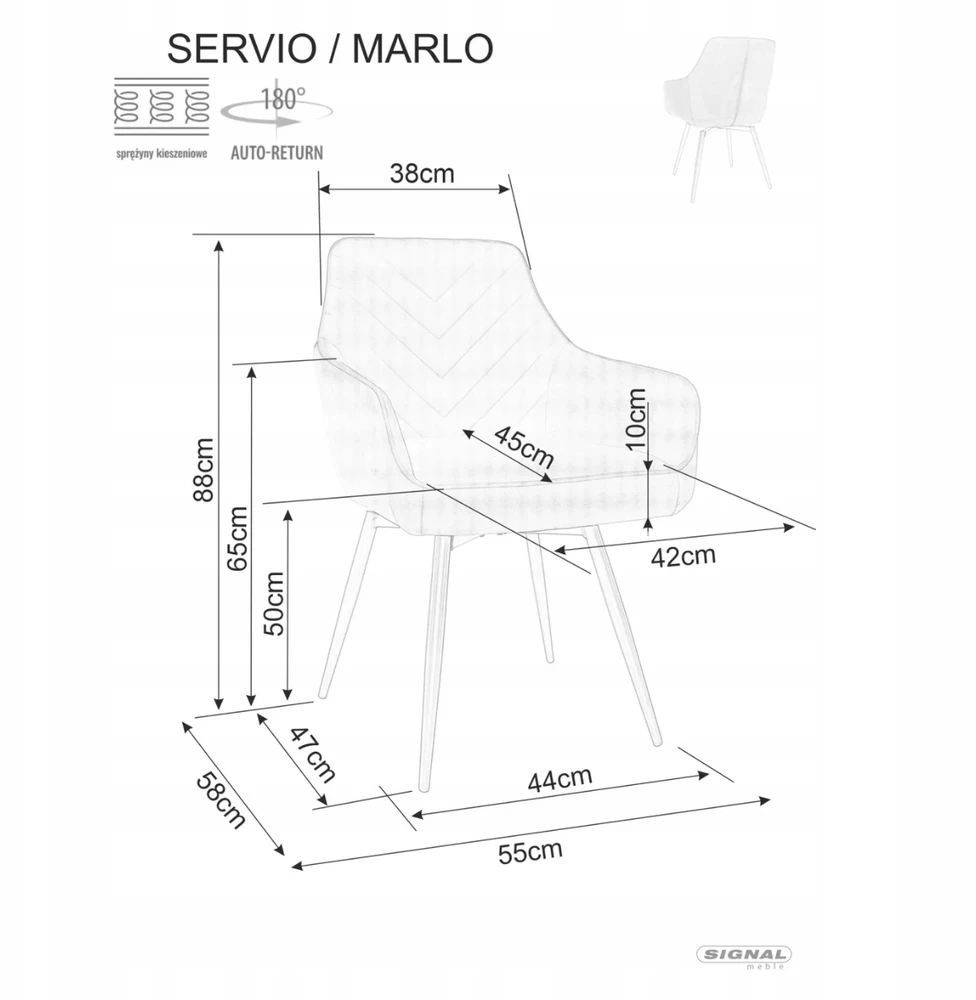 Signal Meble Krzesło Servio aksominė kėdė