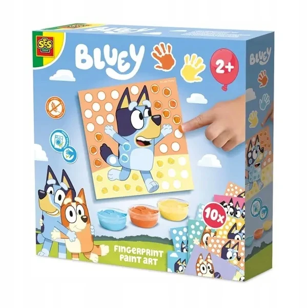 Ses Creative Bluey piešimo pirštais rinkinys vaikams 2+ dažai ir kūrybinės kortelės