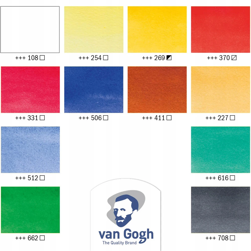 Set akvarelių - VAN GOGH - Plastikinė dėžutė 12 tūbelių 10 ml - Multicolor - Teptukas serija 191 nr. 6