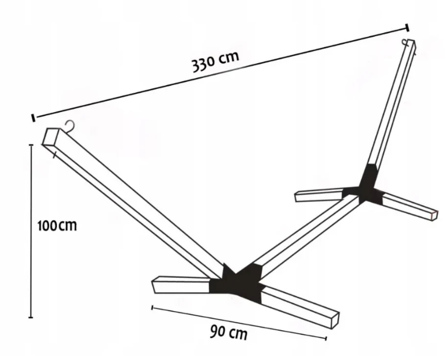 SET FRAME + HAMMOCK 2 OS BOHO Pilkas nešiojamas komplektas COMFORT ZONE 200 KG