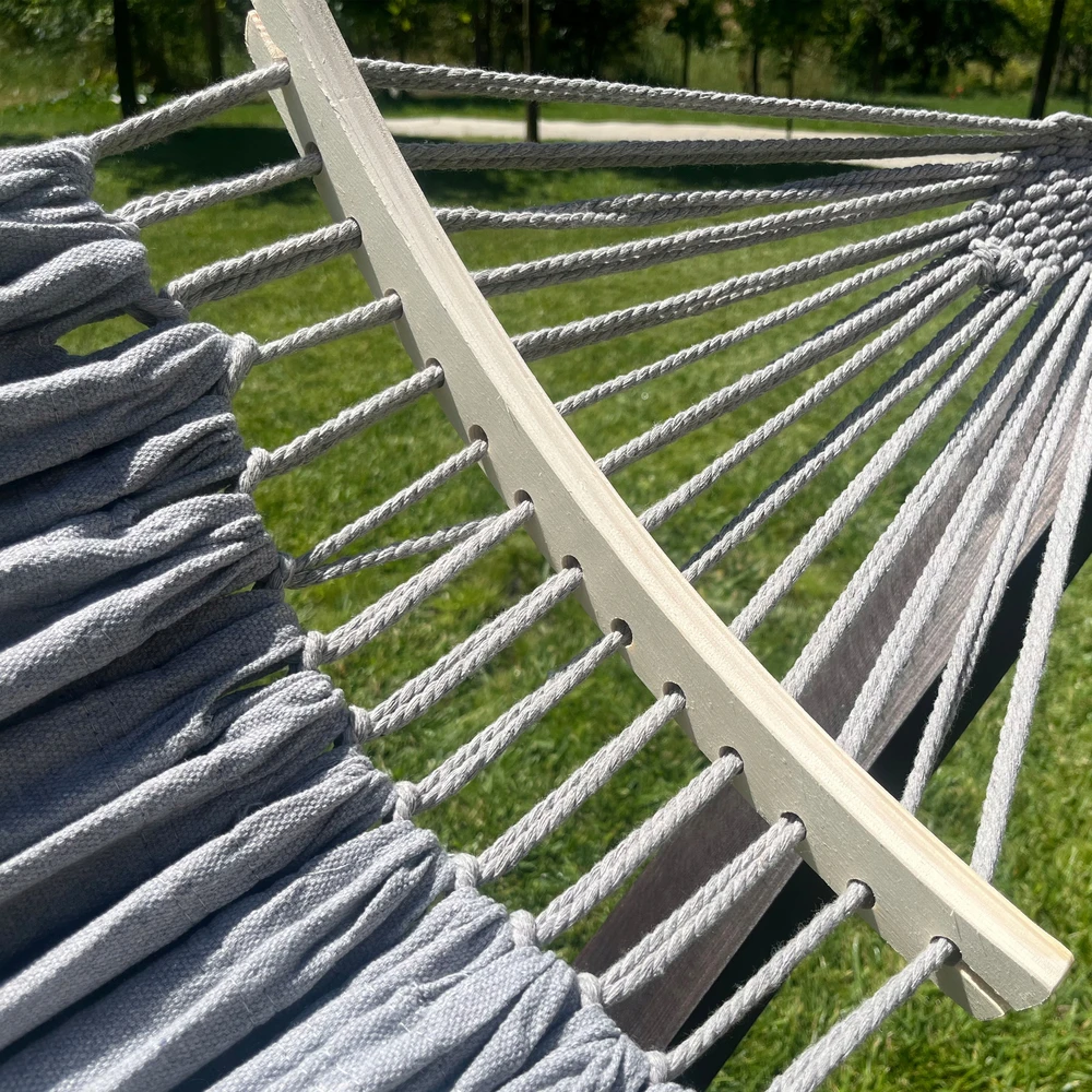 SET FRAME + HAMMOCK 2 OS BOHO Pilkas nešiojamas komplektas COMFORT ZONE 200 KG