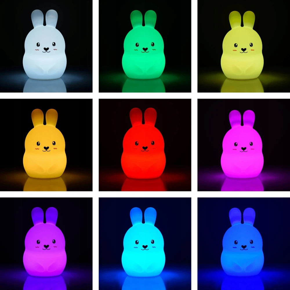 SEVERNO Kids SILIKONINĖ NAKTINĖ LEMPA VAIKAMS, MINKŠTA, SPALVINGA RGB LED USB XXL + NUOTOLINIO PULTAS