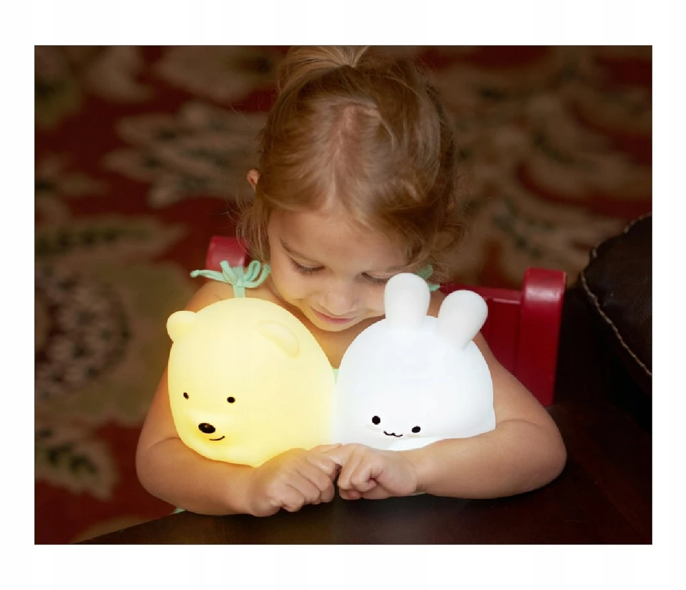 SEVERNO Kids SILIKONINĖ NAKTINĖ LEMPA VAIKAMS, MINKŠTA, SPALVINGA RGB LED USB XXL + NUOTOLINIO PULTAS
