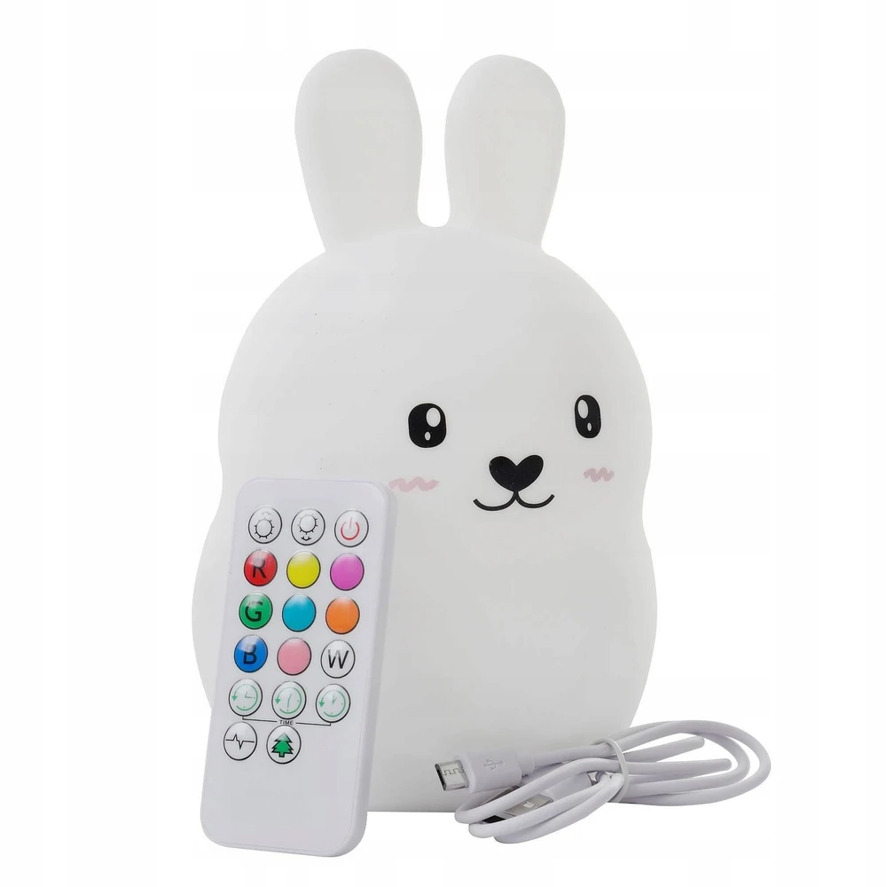 SEVERNO Kids SILIKONINĖ NAKTINĖ LEMPA VAIKAMS, MINKŠTA, SPALVINGA RGB LED USB XXL + NUOTOLINIO PULTAS