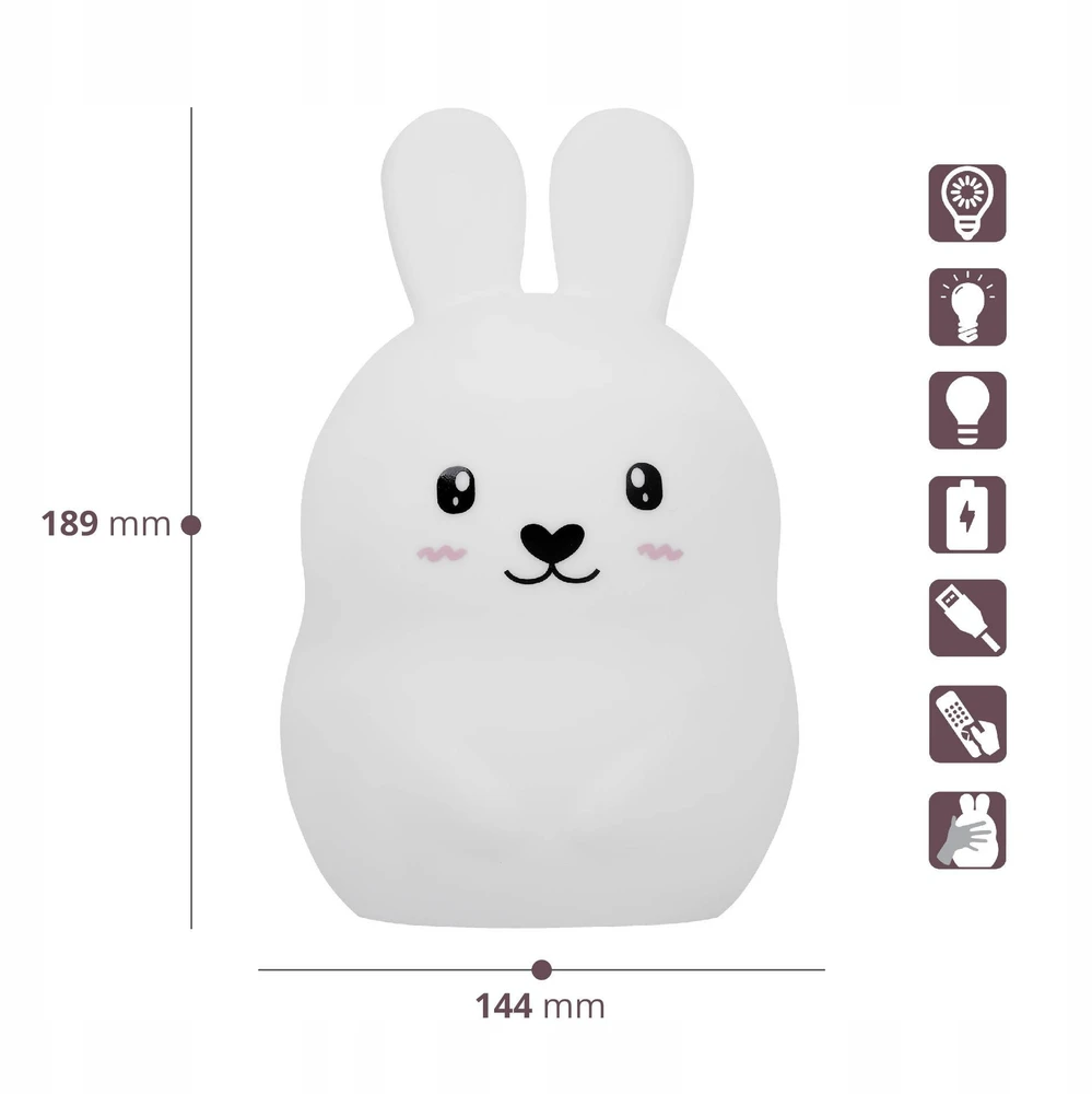 SEVERNO Kids SILIKONINĖ NAKTINĖ LEMPA VAIKAMS, MINKŠTA, SPALVINGA RGB LED USB XXL + NUOTOLINIO PULTAS