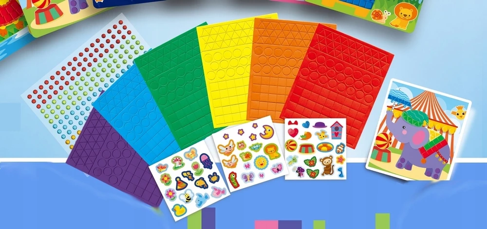 Sferazabawek Foam Mosaic ANIMALS 12in1 – kūrybinės iškarpų knygos formos ir spalvos