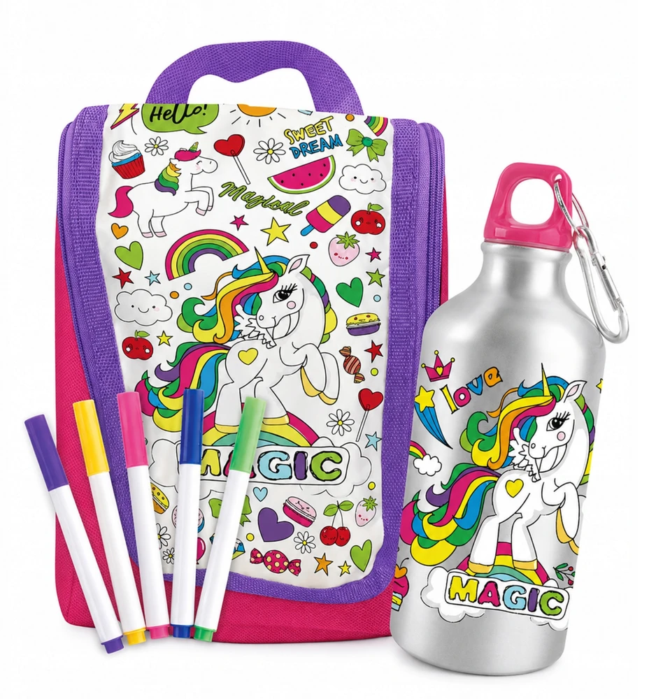 Sferazabawek Kuprinės krepšys Dažymo buteliukas 2in1 Unicorn PENS CREATIVE SET